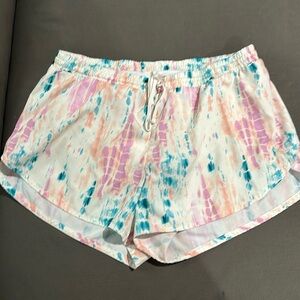 tie dye/ cream background athletic shorts, barely worn